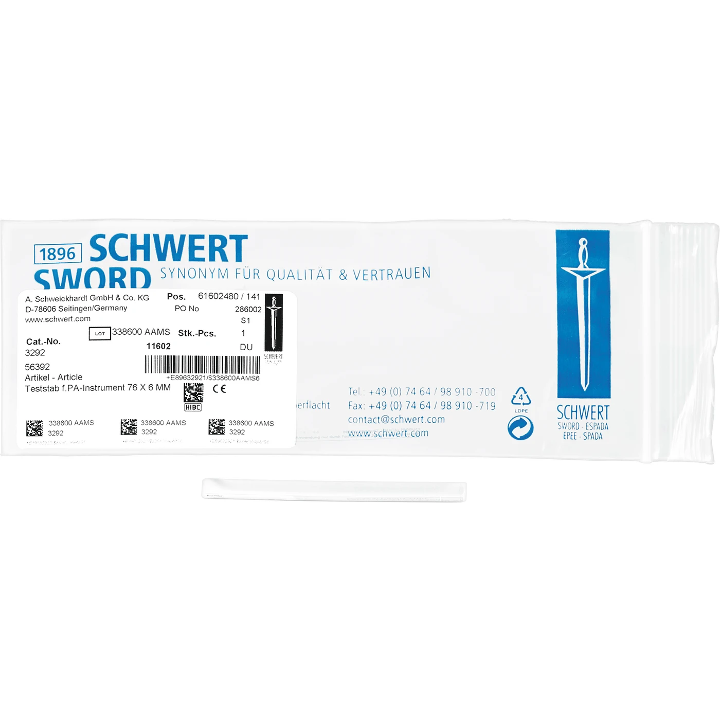 Teststab für PA-Instrumente
